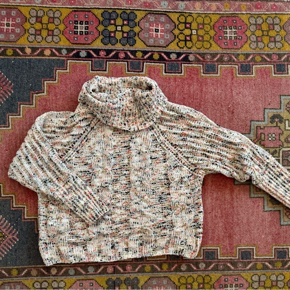 Moon and Madison Cozy Confetti Multicolor Turtleneck Sweater Sz Medium